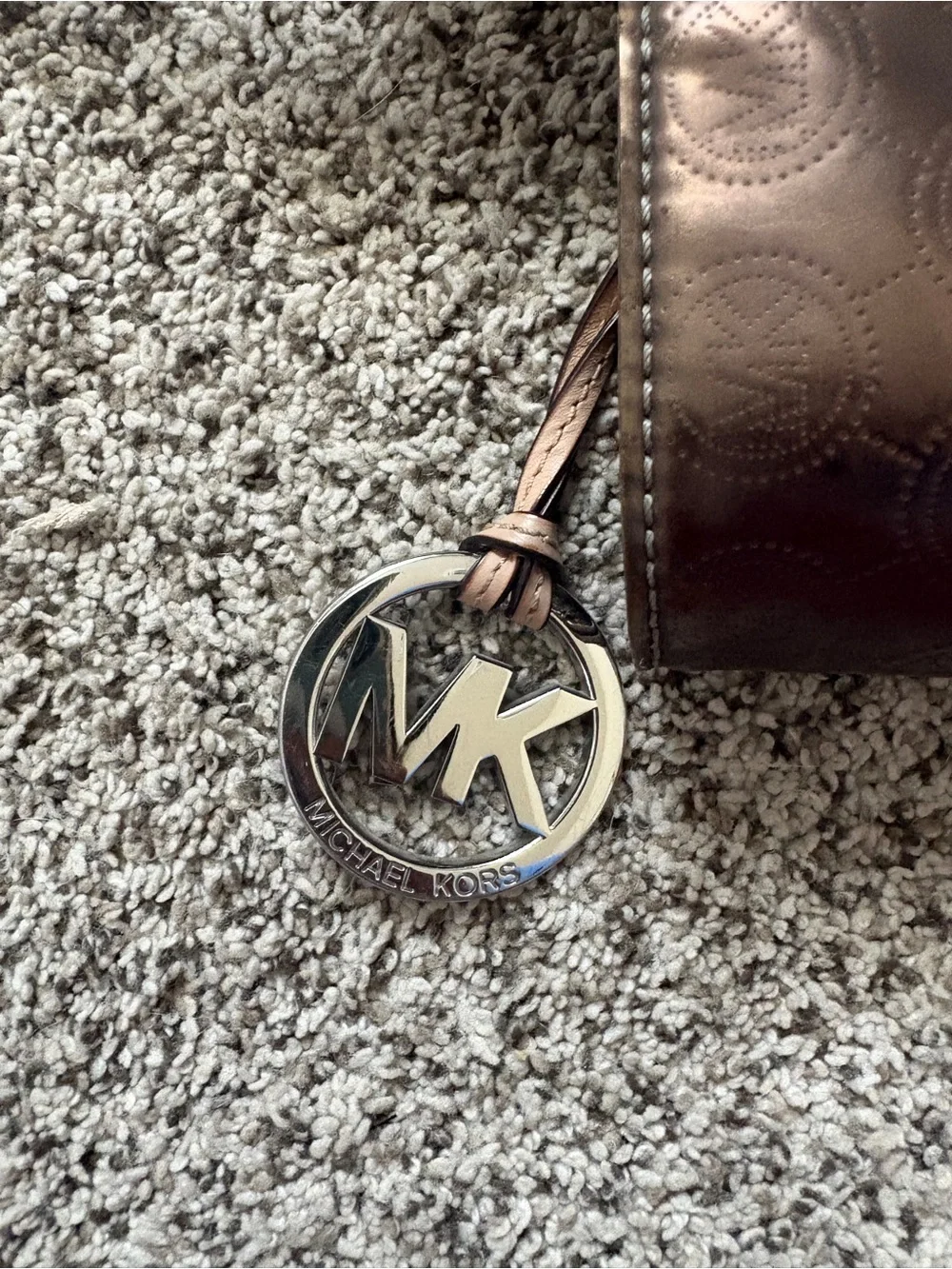 Michael Kors Metallic Bronze Logo Tote with MK Charm